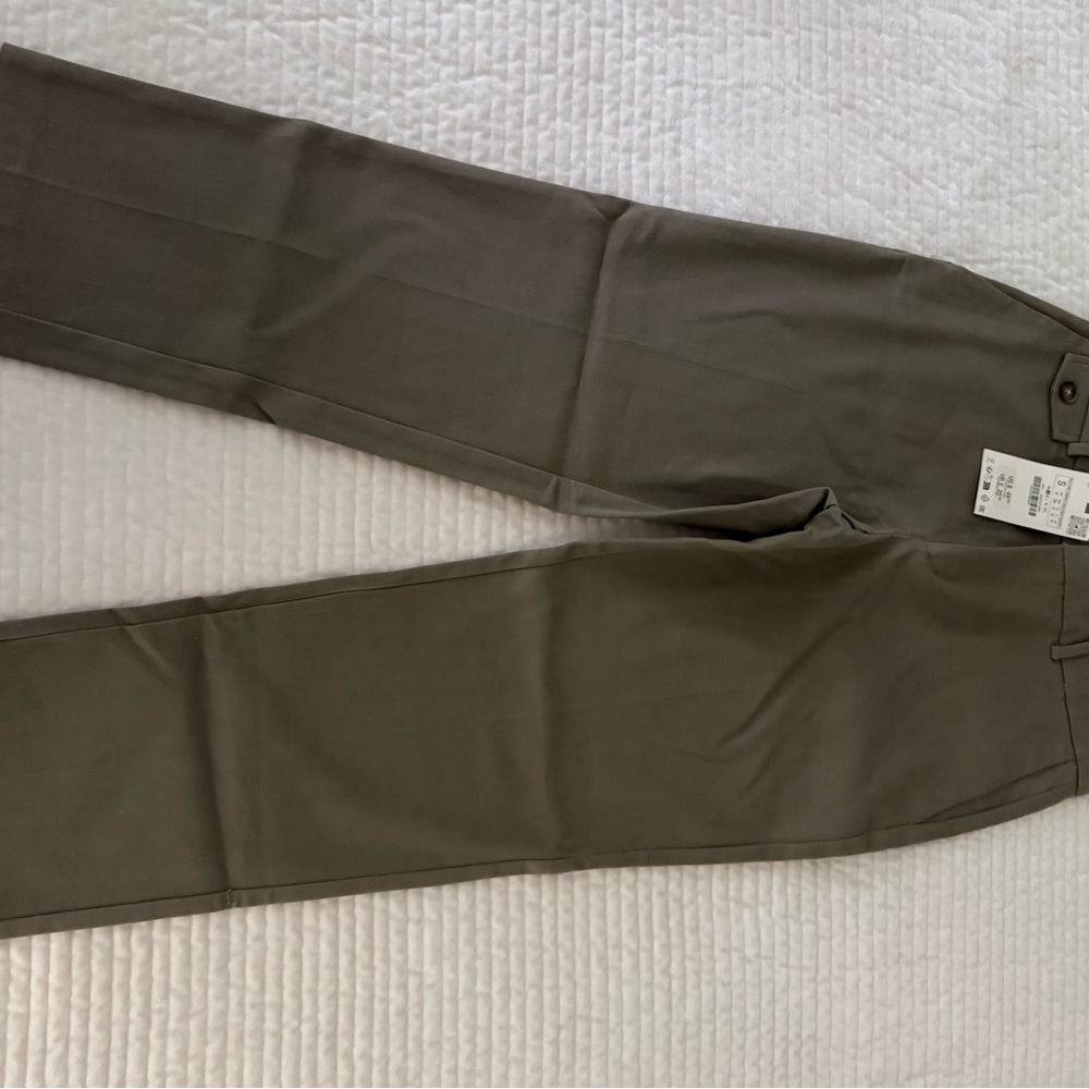 Zara Olive Green Cropped Ankle Pants